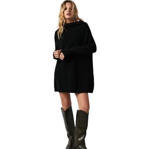 Free People Ottoman Slouchy Tunic Black Crew Neck Sweater